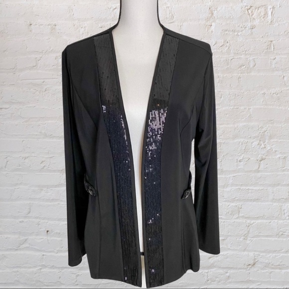 Travel Elegance Sequined Open Front Cardigan - Picture 2 of 5